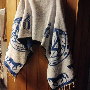 VINTAGE BRUSHED WOVEN WESTERN PONCHO (unisex) or wall decor